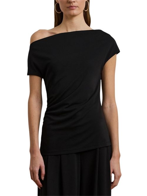 t-shirt donna in jersey nero Ralph Lauren | 200963913002